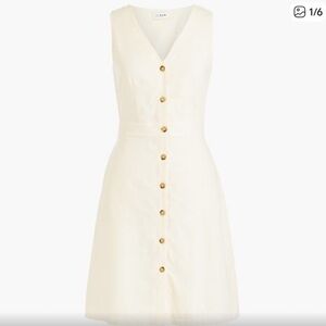 J. Crew Cream A-Line Linen Skirt with Front Buttons